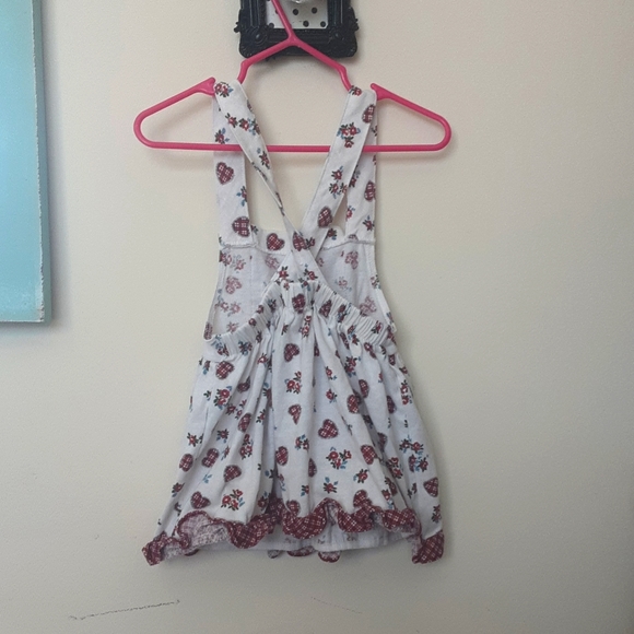 Vintage Valentines Day Patchwork Heart Rose Floral Ruffle Overall Dress - Picture 2 of 4